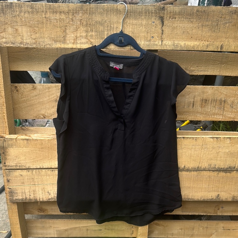 Vince Camuto Black Mandarin Collar Blouse